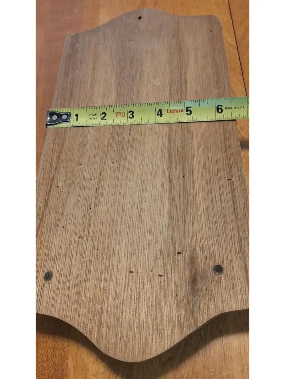 Hand Crafted Wood Ruler Trinket Wall Shelf Hearts 2 Peg Hooks Country 6.25X13.5